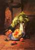 A Still Life With A White Porcelain Pitcher, Fruit And Veget